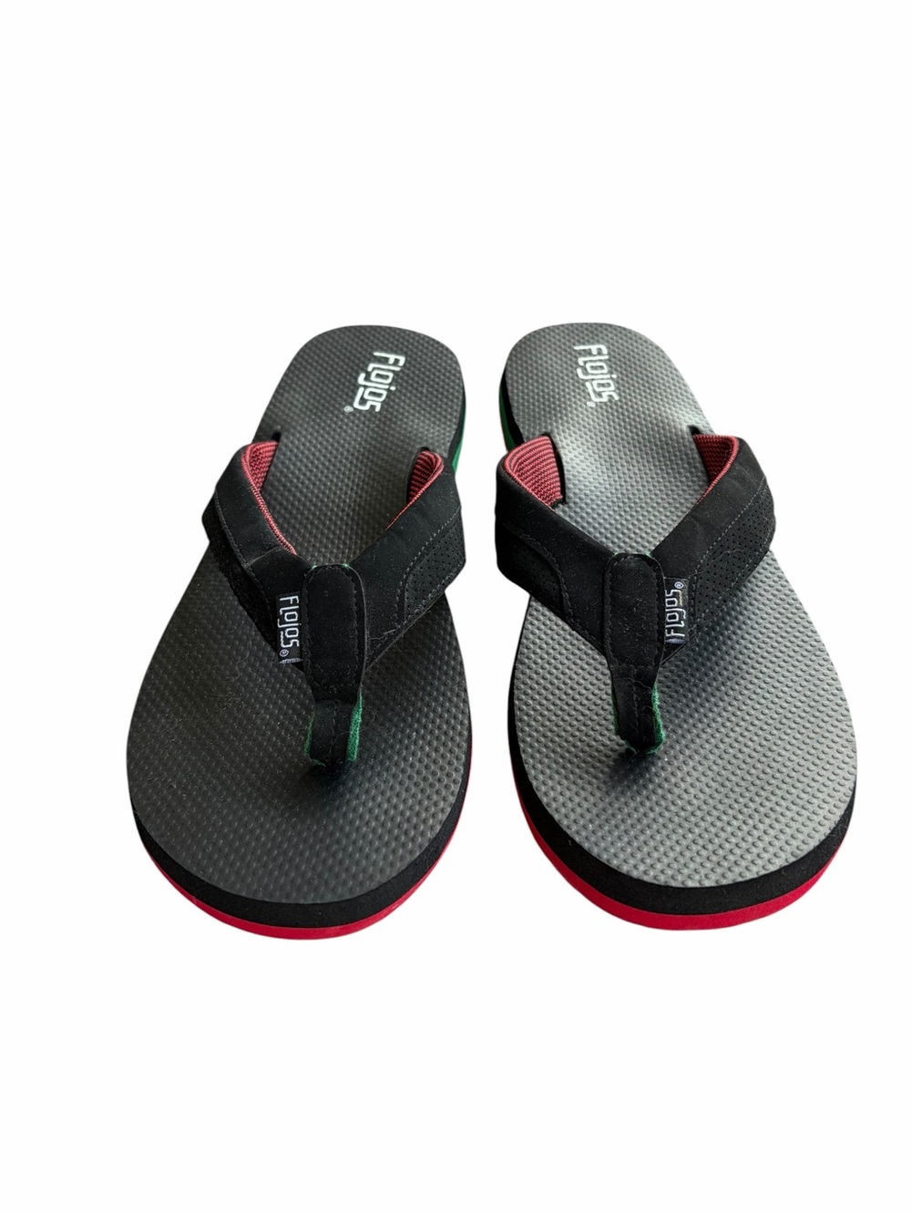 Flojos Flip Flops with Red and Green Accents Mens Sz 14